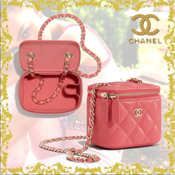 シャネル クラシック スモール ヴァニティー ケース コーラル ロゴ AP1340 Y04059 NA106